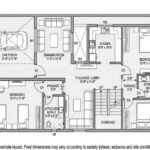 5 Marla house floor plan with 2 bedrooms, attached baths, kitchen, drawing room, and car porch.