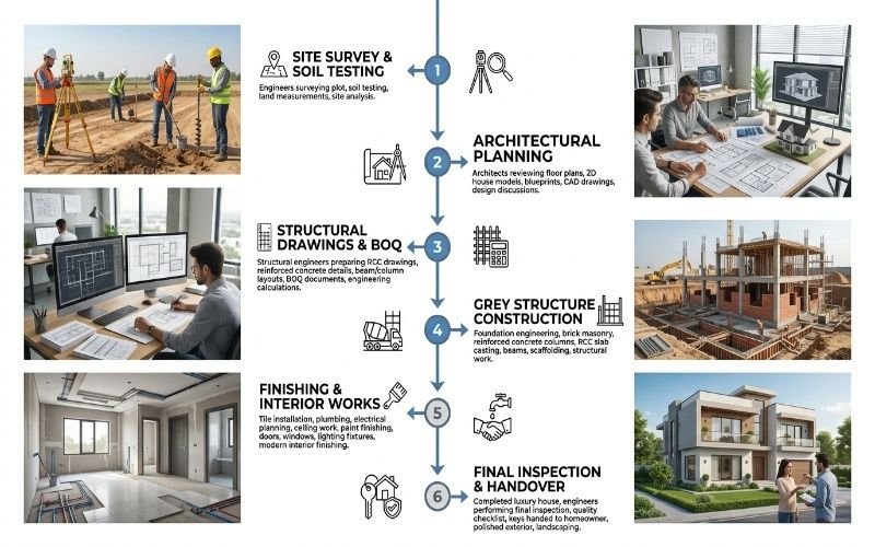 Best Construction Company in Bahria Town Lahore providing complete construction services from site survey and architectural planning to grey structure, interior finishing, and final inspection.