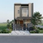 Modern two-storey house front elevation