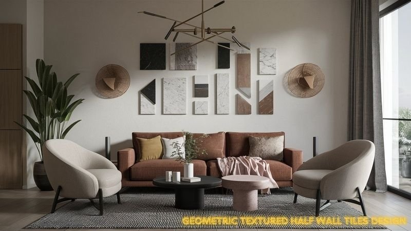 Modern Half wall Tiles Design for Living Room