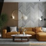 Modern Half wall Tiles Design for Living Room