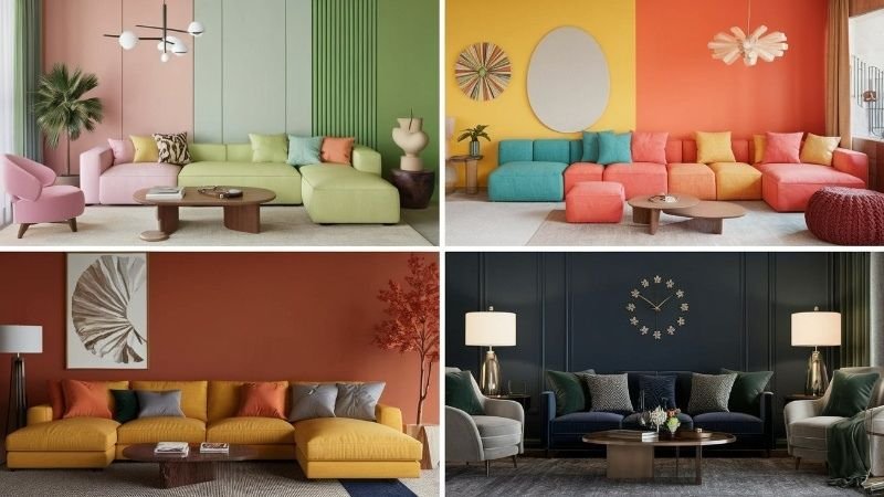 est Color Schemes for Modern Living Room a collage of different colors of furniture