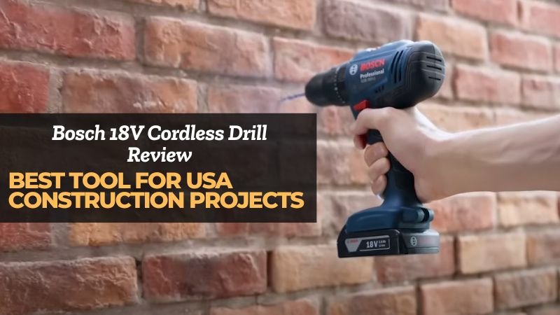 Person using a Bosch 18V Cordless Drill on a brick wall, showcasing its efficiency for USA construction projects.