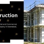 A modern residential and commercial building under construction with scaffolding, representing the Best Construction Company in Islamabad, known for high-quality construction and architectural excellence.