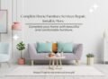 A modern and stylish living room featuring pastel-colored furniture, including a sofa, armchair, coffee table, and decorative elements. Promoting Home Furniture Services in Islamabad, including repair, installation, and more.