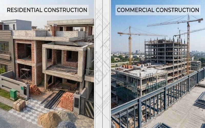 Builders in Lahore working on residential and commercial construction projects.