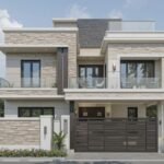 Modern double-storey house front elevation designed by top architectural firms in Lahore.