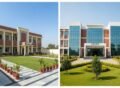 Modern school and college building construction in Lahore with spacious lawns and contemporary architecture.