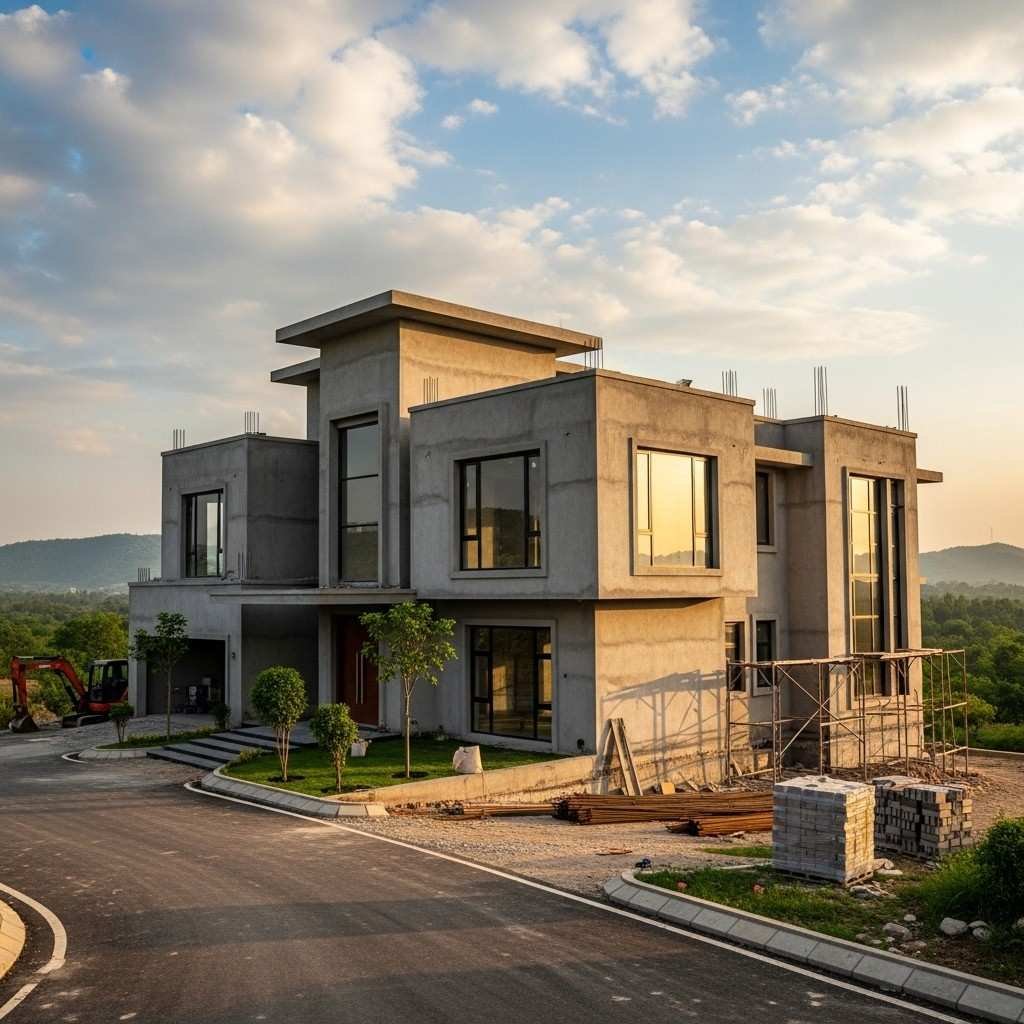 Grey-structure-construction-in-Park-View-City-Islamabad-showing-strong-foundations-and-reinforced-concrete-framework