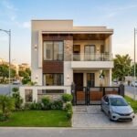 Modern 5 Marla house in Bahria Orchard with stylish exterior, landscaped garden, and contemporary design.
