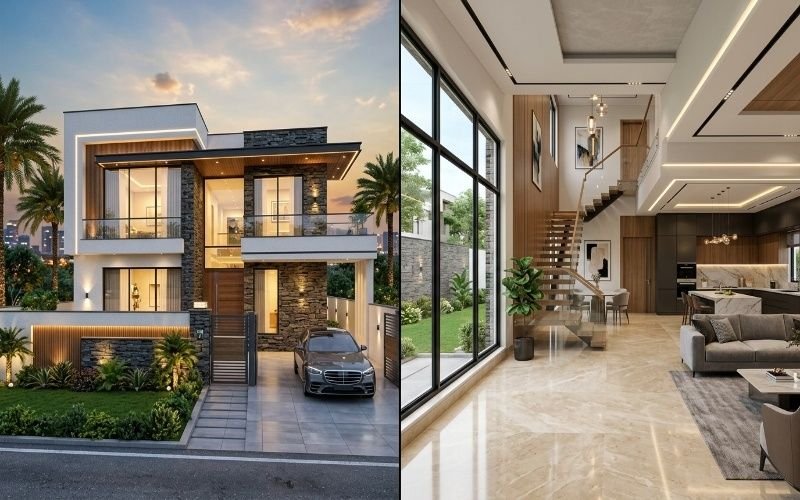 Modern home showcasing Architectural & Interior Design in DHA Rahbar Lahore with elegant exterior and luxury interior.