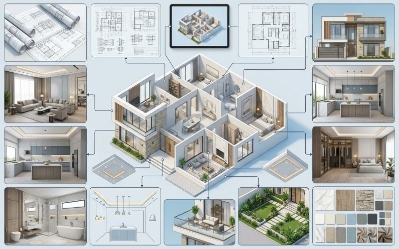 Complete Architectural & Interior Design in DHA Rahbar Lahore with floor plans, 3D layout, and modern home interiors.