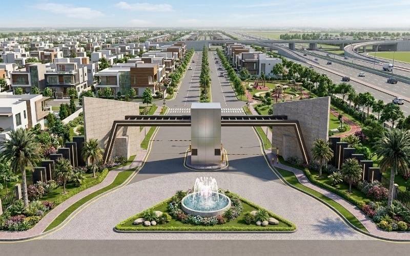 House Construction in Etihad Town Lahore at the main entrance of the residential community